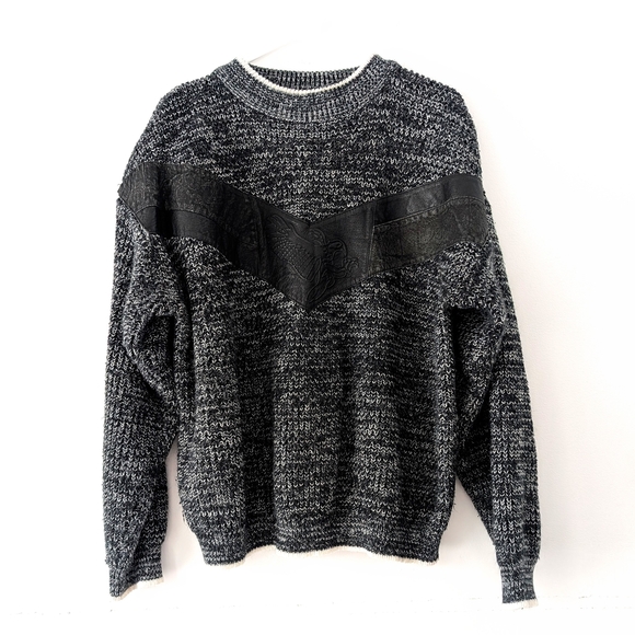 Vintage Street Scenes Eagle Leather Patch Sweater David Rose–Core Med.Men XL.Wom - Picture 3 of 9